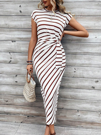 Franclia Tie Knotted Striped Side Casual Dress